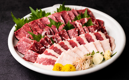 にくよし グルメ馬さし 1級セット 合計550g 醤油・生姜小袋付 ブロック 馬刺し 馬肉 真空パック 冷凍