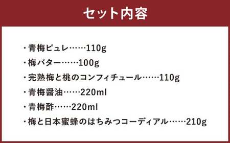 人吉梅園 梅づくし コンフィチュール、調味料とシロップのセット ジャム 梅 うめ ピュレ 梅バター 桃 バター 醤油 しょうゆ 梅酢 酢  はちみつ コーディアル