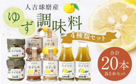 ゆず胡椒 40g ゆずたれ 75g ゆず七味 25g ゆず香塩 25g ×各5本セット【計20本】 柚子胡椒 七味 ゆず 柚子 タレ 塩 調味料