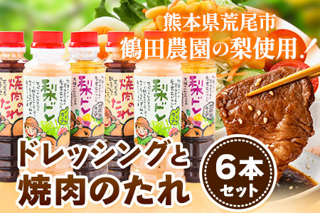 梨ドレッシングと焼肉のタレ6本 鶴田農園《60日以内に出荷予定(土日祝除く)》熊本県 荒尾市産 ドレッシング 焼肉のたれ タレ 梨 果物 フルーツ