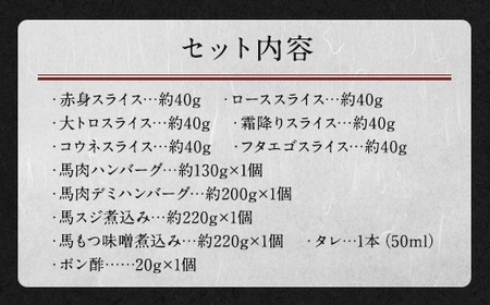 鮮馬刺し スライス 馬肉惣菜 約1kg 馬刺し 馬肉 ハンバーグ タレ付き