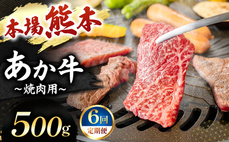 【定期便 6回】あか牛 焼肉用 500g | 肉 にく お肉 おにく 牛 あか牛 焼き肉用 熊本県 玉名市 定期 定期便 10,500円