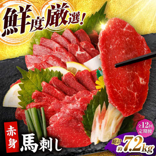 【12回定期便】赤身馬刺し 計600g（6pc）＋タレ大【馬刺しの郷 民守】 馬肉 熊本県 特産品 赤身 馬刺し  [ZBL095]