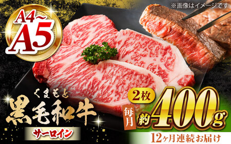 【12回定期便】くまもと黒毛和牛 サーロインステーキ 計400g（2枚）【馬刺しの郷 民守】ステーキ サーロイン 霜降り 熊本県 [ZBL108]