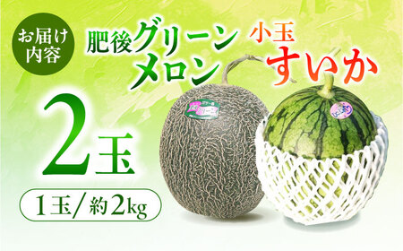 【先行予約】肥後グリーンメロン&小玉すいか各1玉熊本メロンスイカZCN004
