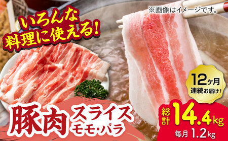 【12回定期便】豚肉スライス（モモ・バラ）約1.2kg（約300g×4pc）【吉里精肉】[ZEW095]
