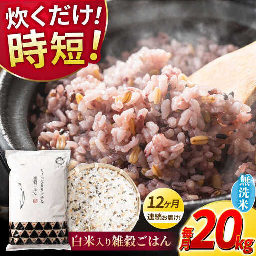 〈令和7年度産米〉 【全12回定期便】 水研ぎ不要 雑穀ごはん 無洗米 20kg 【株式会社 農産ベストパートナー】 令和7年産 [ZBP156]