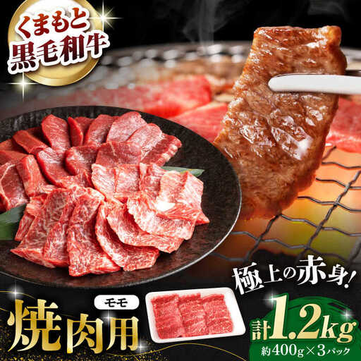 熊本県産 黒毛和牛 モモ 焼肉用 約1.2kg(約400g×3pc)【有限会社 九州食肉産業】[ZDQ158]