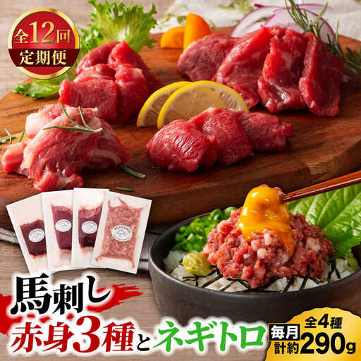 【全12回定期便】【熊本特産】赤身馬刺し3種とネギトロの詰め合わせ 3891【有限会社スイートサプライなかぞの】[ZDT175]
