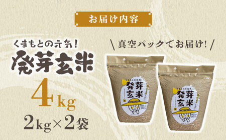 【金賞受賞米使用】くまもとの元気！発芽玄米 2kg×2袋【株式会社 れんげ・カンパニー】玄米 発芽玄米 有機栽培玄米 真空パック玄米 熊本 お米 [ZAX003]