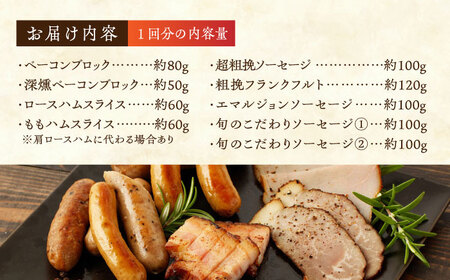 【3回定期便】燻製職人が手づくり地元素材の ベーコン ソーセージ 豪華 9点 セット 国産 スモーク フランクフルト ウインナー ハム お肉 熊本県 特産品  おつまみ 【燻製工房 縁】[ZBF063]