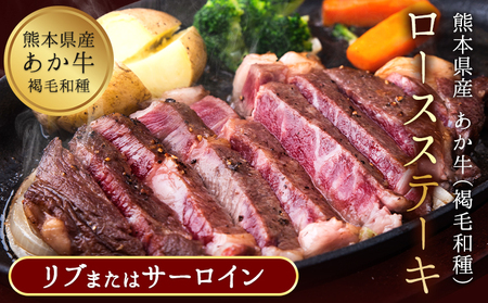 あか牛(褐毛和種)ロースステーキ (リブまたはサーロイン) 250g×2 500g 熊本県産 肉 和牛 牛肉 赤牛 あかうし リブロース サーロイン 冷凍 《2026年1月中旬-3月末頃出荷》送料無料