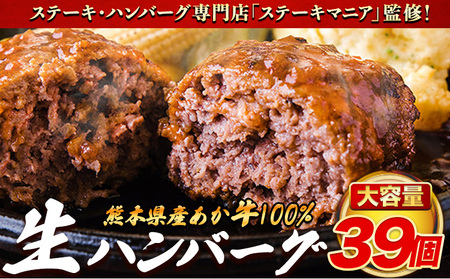 ステーキマニア監修 熊本県産あか牛 100% 生ハンバーグ 140g×39個入り《2026年1月中旬-3月末頃出荷》熊本県産あか牛 冷凍