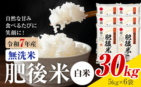 熊本県産 肥後米 無洗米 白米 30kg 1袋5kg 米 お米 令和7年産 九州産 熊本県産 ブレンド米 送料無料《30日以内に出荷予定（土日祝除く）》 無洗米 白米 米