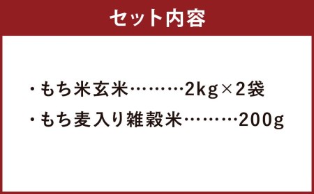 熊本県菊池産 もち米 玄米 2kg×2袋 雑穀米 200g 計4.2kg ヒヨクモチ