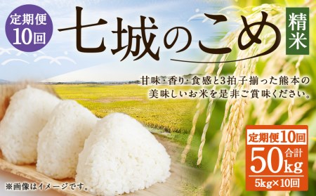 【10回定期便】熊本県 菊池市産 七城のこめ 精米 5kg 計50kg 米 ヒノヒカリ