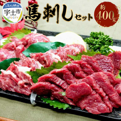 118-9 熊本県産馬刺しセット約400ｇ（中トロ200ｇ・霜降り200ｇ）　※タレ、生姜付_V18-0009