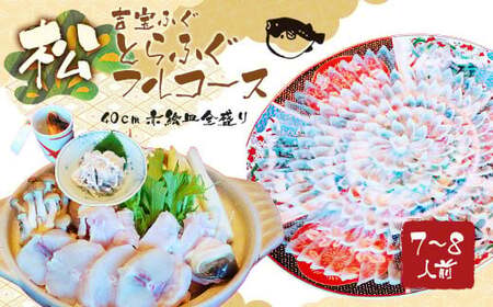 とらふぐフルコース【松】吉宝ふぐ（40cm赤絵皿全盛り・7～8人前） 『焼きひれ／特製ポン酢／もみじおろし付き』 ふぐ 河豚 フグ とらふぐ トラフグ 刺身 鍋 雑炊 ひれ酒 熊本県 上天草市【2025年10月下旬から2026年4月上旬順次発送】