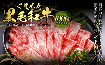 くまもと黒毛和牛 すきやき用 1000g スライス すき焼き 肉 お肉 牛肉 黒毛和牛 和牛 国産牛 1kg 500g×2パック 冷凍 国産 熊本県 上天草市