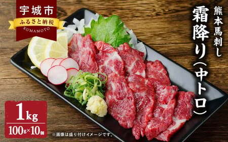 馬刺し 熊本 霜降り 1kg (100g×10個) 中トロ