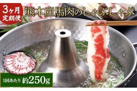 【3か月定期便】熊本産 馬肉 しゃぶしゃぶ 約250g 馬肉しゃぶしゃぶ 馬肉スライス 最高級馬肉 熊本馬肉