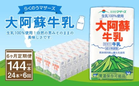 牛乳 【6ヶ月定期便】大阿蘇牛乳 計144本 1ケース（250ml×24本）×6回 常温 らくのうマザーズ 成分無調整牛乳 国産牛乳 