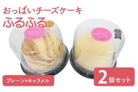 ケーキ おっぱいチーズケーキ 2個セット(プレーン・キャラメル)