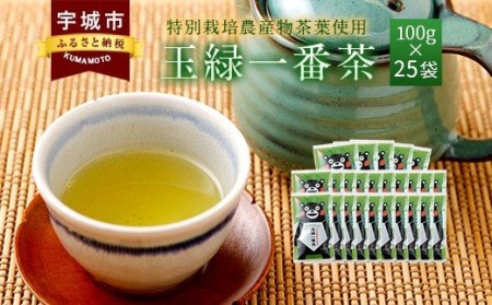 くまモン 玉緑一番茶 100g 25袋セット 緑茶 日本茶 一番茶 