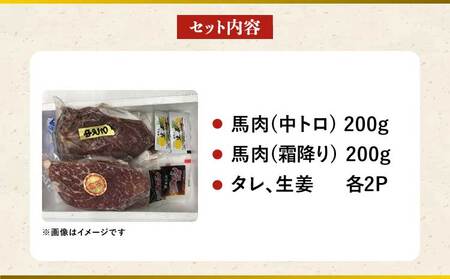 馬刺し セット 中トロ 霜降り 400g 赤身馬刺し 霜降り馬刺し 熊本馬刺し 馬刺し堪能 馬刺し専門店
