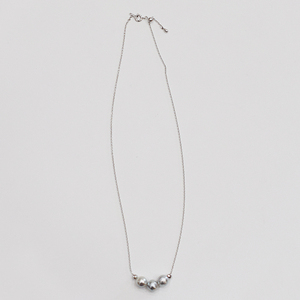 S101-374_あこや真珠 バロックパール 8mm - 9mm 3粒 スルーネックレス ネックレス SV925 シルバー925 あずきチェーン 真珠 ミラーボール【B:2個】