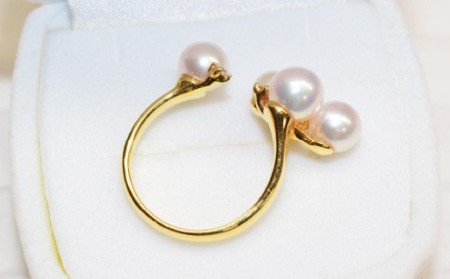 S101-197_あこや真珠 パール リング ダイヤ ベビー 0.07ct 5mm~6.5mm 4珠