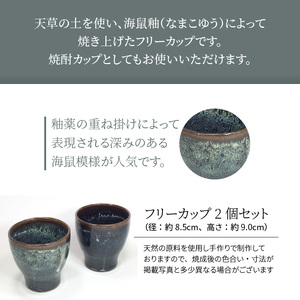 S045-005A_青ナマコ釉フリーカップセット(2個セット)