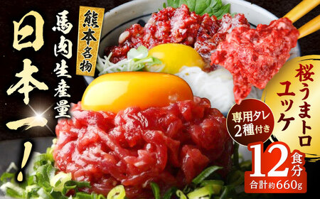 馬刺し ユッケ・桜うまトロ 12食セット 合計約660g赤身馬刺し 馬刺しユッケ 熊本馬刺し[AYAF025]