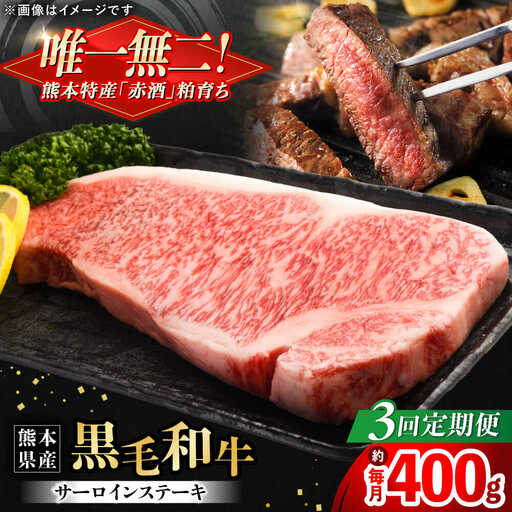 【全3回定期便】熊本県産 『原田畜産』 黒毛和牛 サーロイン ステーキ 計約400g（約200g×2枚）サーロインステーキ [AYCN051]