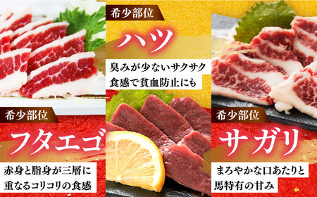 桜屋 馬刺し 6種 計約420g 赤身 タテガミ ハツ サガリ フタエゴ ユッケ[AYCP027]