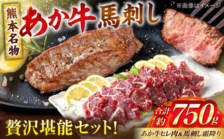 熊本の贅沢 あか牛ヒレ肉約450g 霜降り馬刺し約300g（計約750g） ヒレ 馬刺し[AYCB072]