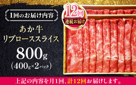 【全12回定期便】あか牛リブローススライス 約800g【有限会社 三協畜産】[AYCQ050]