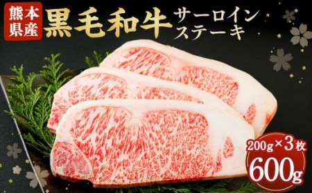 黒毛和牛 サーロイン ステーキ 600g 200g×3 牛肉 熊本