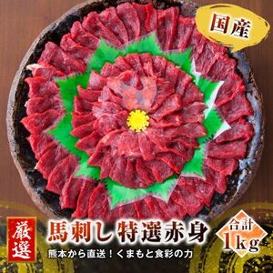 【国産馬刺し】熊本直送　ブロック肉　赤身1kg(美里町)【配送不可地域：離島】【1298692】