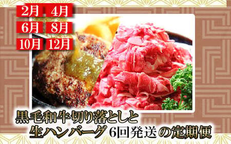 【年6回発送】総合計14.4㎏！自慢の黒毛和牛切落しと手作り生ハンバーグ定期便