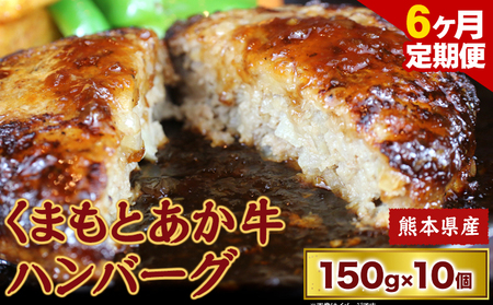 【6ヶ月定期便】 【希少和牛】ハンバーグ 熊本県産 あか牛ハンバーグ 150g × 10個 長洲町L（桜屋） 《お申込み月の翌月から出荷開始》定期 計6回お届け 熊本県 長洲町 送料無料 牛肉 肉 あか牛 定期便