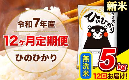 新米 令和7年産 新米 ひのひかり 【12ヶ月定期便】 無洗米  5kg (5kg×1袋) 計12回お届け 《お申込み翌月から出荷》 熊本県産 無洗米 精米 ひの 米 こめ お米 熊本県 長洲町