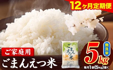 【12ヶ月定期便】 米 無洗米 ごまんえつ米 5kg 5kg×1袋 米 こめ 定期便 家庭用 備蓄 熊本県 長洲町 くまもと ブレンド米 熊本県産 訳あり 常温 配送 《お申込み翌月から出荷》