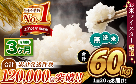   令和6年産   【定期便3回】 熊本県産 ほたるの灯り 無洗米 20kg | 小分け 5kg × 4袋  熊本県産 こめ 米 無洗米 ごはん 銘柄米 ブレンド米 複数原料米 人気 日本遺産 菊池川流域 こめ作り ごはん ふるさと納税 返礼品無洗米