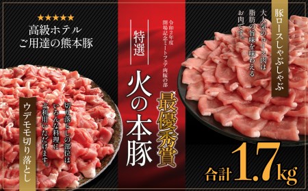 火の本豚食べ比べセット 切り落とし1100g しゃぶしゃぶ用ロース600g | 熊本県 熊本 くまもと 和水町 なごみ 豚肉 肉 火の本豚 食べ比べ ロース 切り落とし 冷凍 セット豚肉 しゃぶしゃぶ