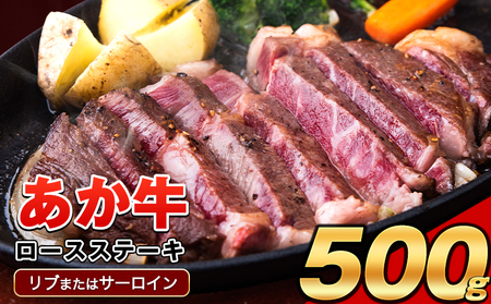 あか牛（褐毛和種）ロースステーキ (リブまたはサーロイン) 250g×2 500g 熊本県産 肉 和牛 牛肉 赤牛 あかうし リブロース サーロイン 冷凍 《2026年1月中旬-3月末頃出荷》 送料無料
