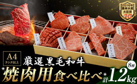 厳選 くまもと黒毛和牛 焼肉用食べ比べ8種 1.2kg 《30日以内に出荷予定(土日祝除く)》熊本県 大津町 くまもと黒毛和牛 和牛焼肉LIEBE 厳選部位 希少部位 特上カルビ サーロイン ザブトン 上モモ ランプ イチボ ミスジ 冷蔵 リーベ 11,250円