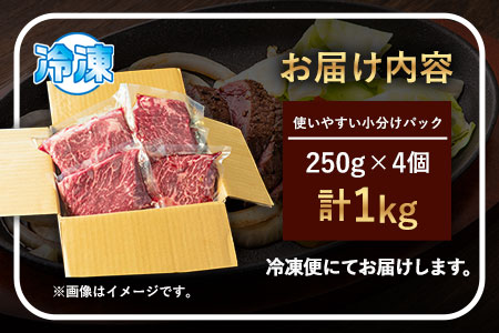 あか牛 赤身ステーキ用 1kg (250g×4) 有限会社幸路《60日以内に出荷予定(土日祝除く)》 あか牛 あかうし 赤牛 赤身 冷凍 小分けパック