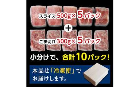 北の凍れ豚スライス2.5kg + 豚こま切れ 1.5kg 2025年1月発送 北海道産 豚肉 薄切り 細切れ 小間切れ 小分け 大容量 しゃぶしゃぶ 冷凍 お肉 北海道十勝更別村 F21P-1022