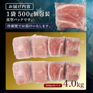 北の凍れ豚スライス4kg（500g×8) 2月発送 豚肉 小分け 北海道産 大容量 しゃぶしゃぶ 冷凍 お肉 北海道十勝更別村 F21P-1282